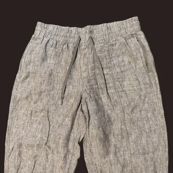 Athleta Pants Womens M Retreat Linen High Rise Ankle Pyrite Brown Lounge Beachy - Picture 5 of 13